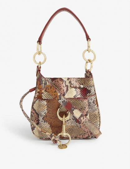 SEE BY CHLOE Tony snake-effect leather shoulder bag in Powder