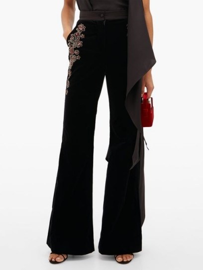 DUNDAS Sequin-embroidered velvet trousers in black - flipped