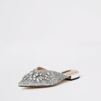 River Island Silver embellished pointed toe sandals