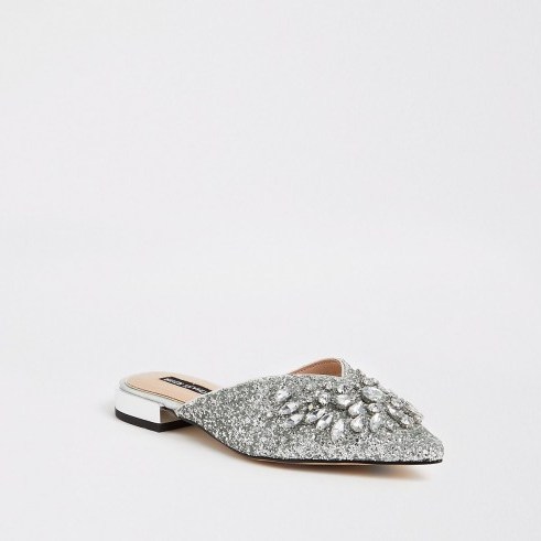 River Island Silver embellished pointed toe sandals - flipped