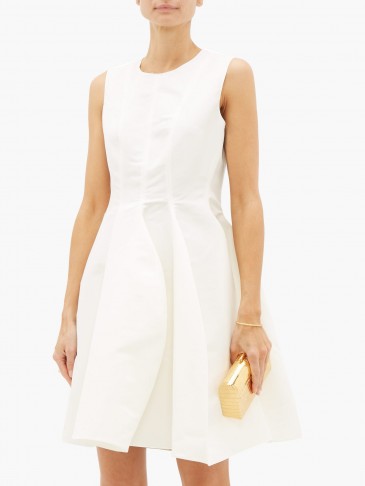 MAISON RABIH KAYROUZ Sleeveless faille mini dress in white ~ luxury fit and flare event dresses