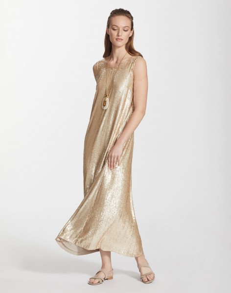 LAFAYETTE 148 Spectrum Sequins Ross Dress Gold Leaf Metallic – fluid dresses