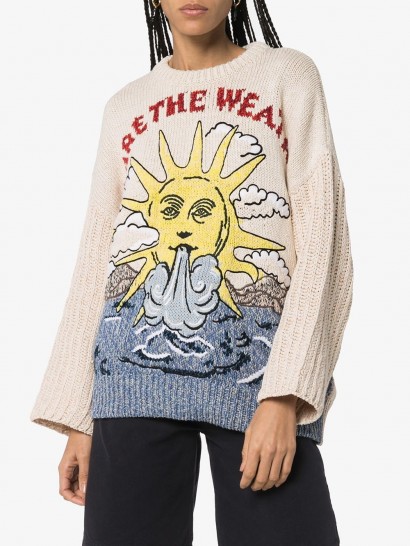 STELLA MCCARTNEY We Are The Weather knitted jumper in beige