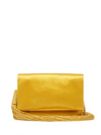 GALVAN Tasselled satin shoulder bag in golden yellow