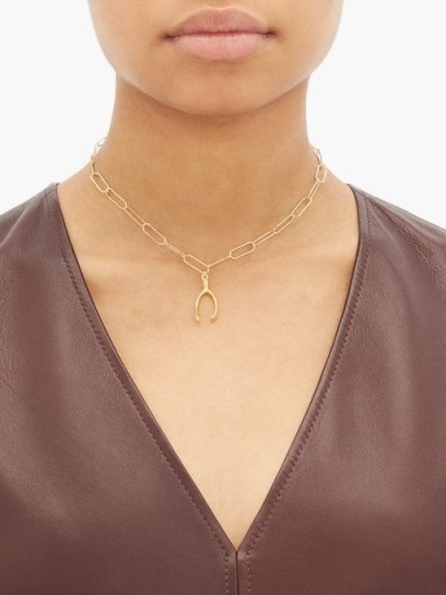 ALIGHIERI The Lucky Break 24kt gold-plated necklace | wishbone-shaped charm necklaces - flipped