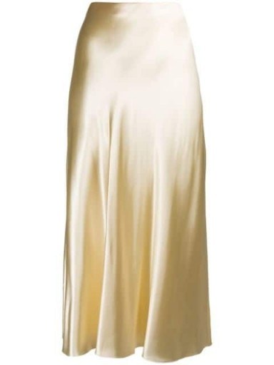 THE ROW satin a-line skirt in beige ~ luxe skirts - flipped
