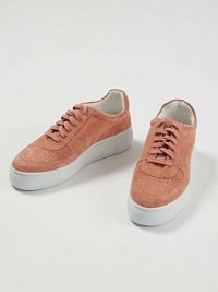 OLIVER BONAS Tonal Pink Leather Flatform Trainers | sports luxe sneakers