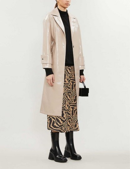 TOPSHOP Milla vinyl longline coat – high shine outerwear - flipped