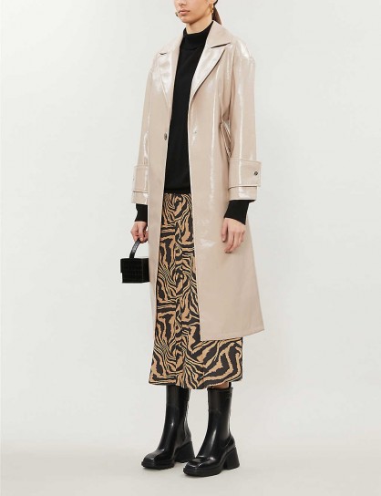 TOPSHOP Milla vinyl longline coat – high shine outerwear