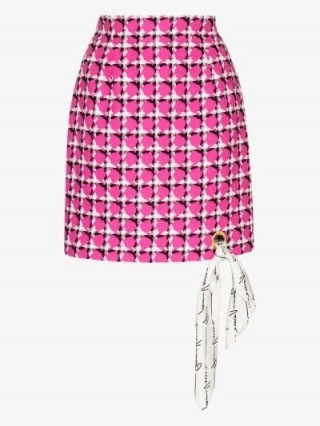 Versace Houndstooth Scarf Trim Mini Skirt in pink - flipped
