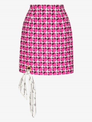Versace Houndstooth Scarf Trim Mini Skirt in pink