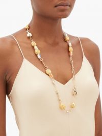 SONIA BOYAJIAN Viera ceramic-bead and crystal necklace ~ long beaded necklaces