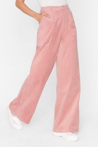 NASTY GAL We’re So Cord-uroy Tailored Wide-Leg Trousers in rose - flipped