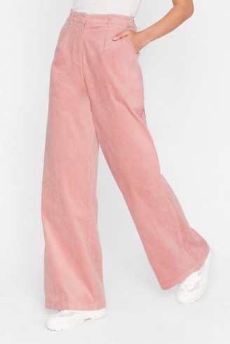 NASTY GAL We’re So Cord-uroy Tailored Wide-Leg Trousers in rose