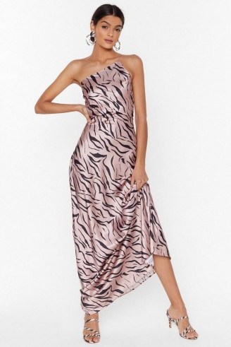 NASTY GAL Wild Kinda Love Zebra Maxi Dress in blush - flipped