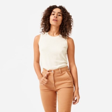 EVERLANE The Cashmere Tank in Off-White / luxury sleeveless top - flipped