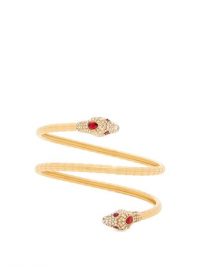 GUCCI Wraparound crystal-embellished snake cuff ~ designer jewellery