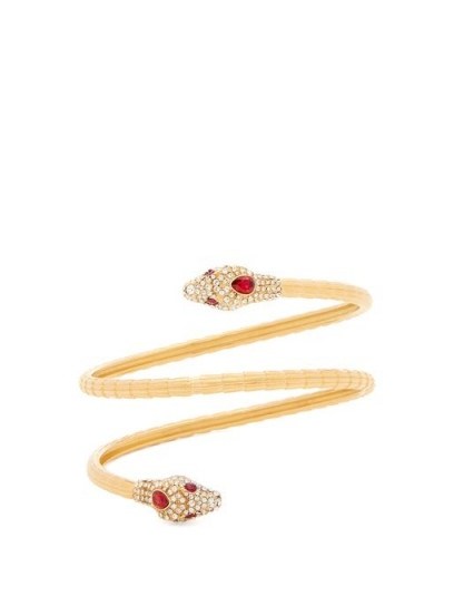 GUCCI Wraparound crystal-embellished snake cuff ~ designer jewellery - flipped