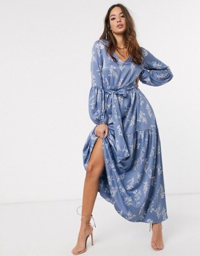 Y.A.S maxi dress with balloon sleeve IN BLUE FLORAL - flipped