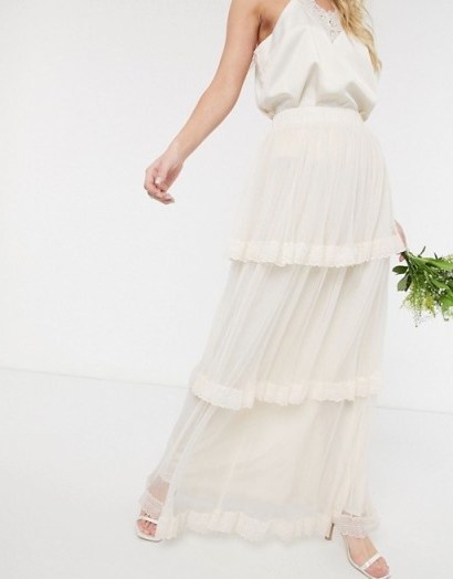 Y.A.S maxi skirt with tiered detail in cream - flipped