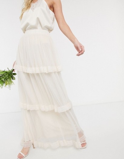Y.A.S maxi skirt with tiered detail in cream