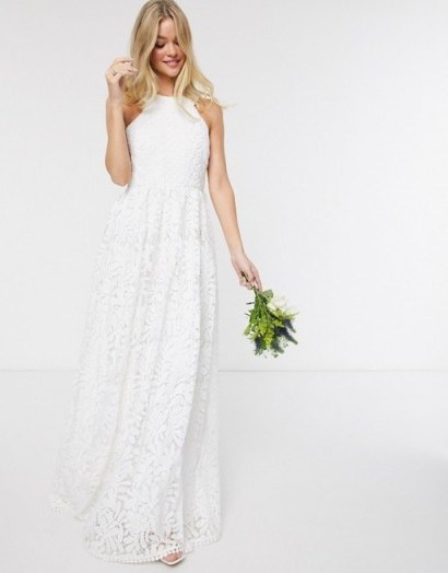 Y.A.S wedding maxi dress in cut out lace in white – bridal dresses - flipped