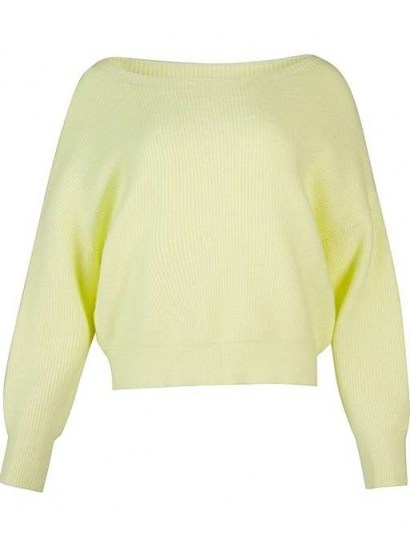 OLIVER BONASZeus Yellow Knitted Jumper | cropped length, relaxed fit sweater - flipped