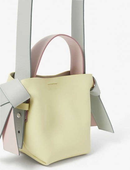 ACNE STUDIOS Musubi micro leather bag in pale yellow / colourblock bags - flipped