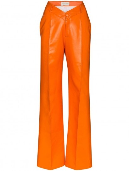 ALEKSANDRE AKHALKATSISHVILI V-waist wide-leg trousers in orange - flipped