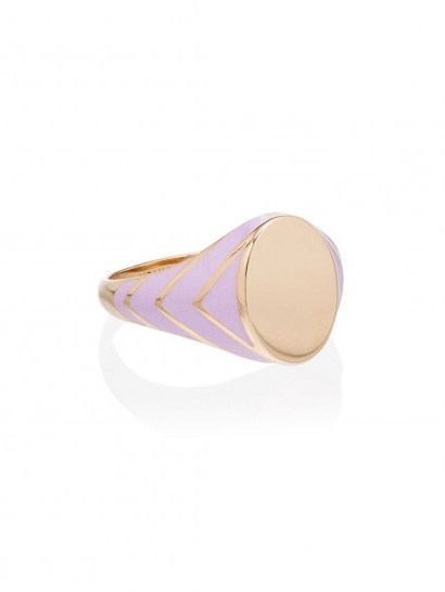 ALISON LOU 14kt yellow gold lilac stripe signet ring - flipped