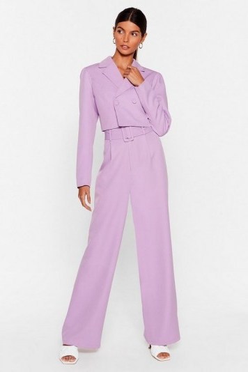 NASTY GAL x Josefine H.J All Worked Out Belted Wide-Leg Pants in Lilac - flipped