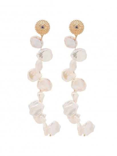 APPLES & FIGS 24kt gold-plated sterling silver pearl drop earrings ~ evening drops - flipped