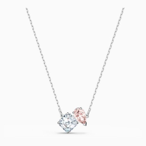 SWAROVSKI ATTRACT SOUL NECKLACE, PINK, RHODIUM PLATED ~ delicate necklaces - flipped
