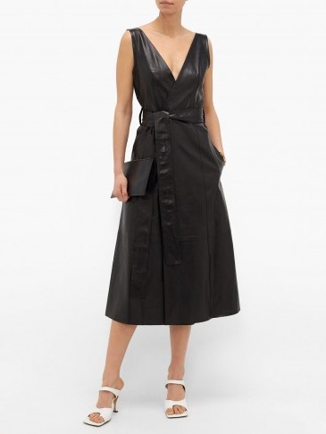 PETAR PETROV Awel V-neck belted leather dress – matches fashion - flipped