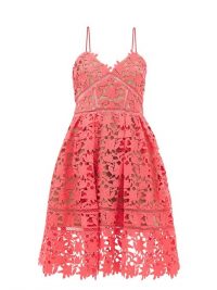 SELF-PORTRAIT Azaelea pink floral guipure-lace dress | strappy fit and flare