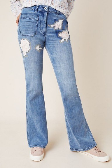 Pilcro High-Rise Floral-Detailed Bootcut Jeans DENIM MEDIUM BLUE - flipped