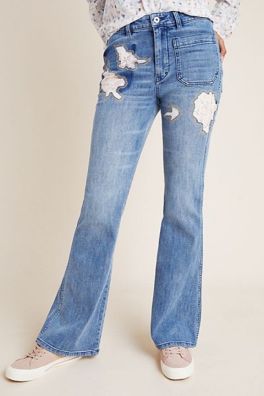 Pilcro High-Rise Floral-Detailed Bootcut Jeans DENIM MEDIUM BLUE