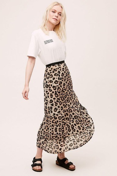 Pyrus Maida Leopard-Print Midi Skirt Brown Motif - flipped
