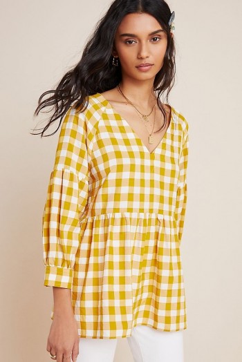 Maeve April Babydoll Blouse in Dark Yellow