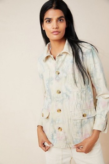 ANTHROPOLOGIE Tie-Dyed Utility Jacket in Novelty - flipped