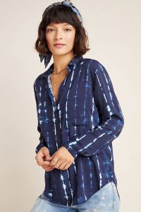 Cloth & Stone Robyn Tie-Dyed Shirt in Blue Motif