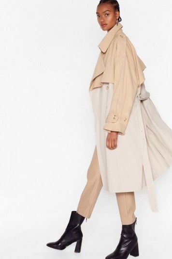 Nasty Gal Back to Mac Oversized Trench Coat in stone - flipped
