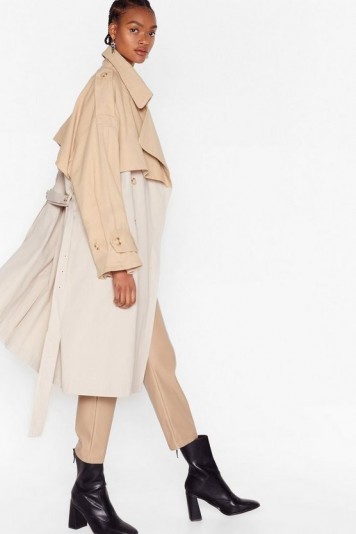 Nasty Gal Back to Mac Oversized Trench Coat in stone