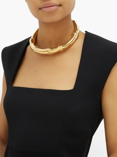 BOTTEGA VENETA Bamboo choker gold-vermeil necklace – designer chokers - flipped