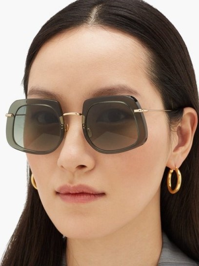 KALEOS Barton square acetate sunglasses – square frames – green gradient lenses - flipped