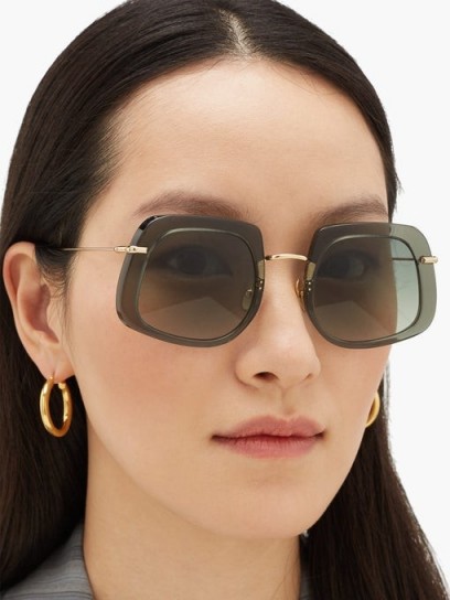 KALEOS Barton square acetate sunglasses – square frames – green gradient lenses
