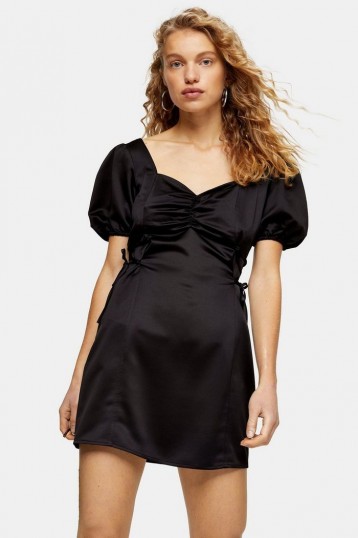 Topshop Black Prairie Satin Mini Dress | LBD