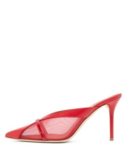 MALONE SOULIERS Bobbi panelled-mesh red-leather mules - flipped