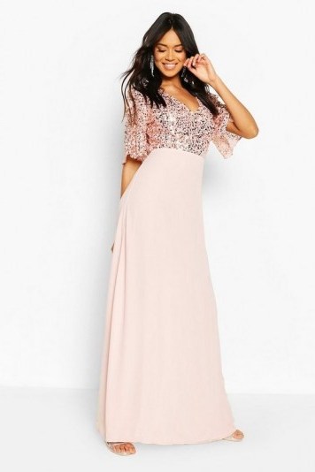 boohoo Bridesmaid Occasion Sequin Bodice Angel Maxi Dress – long sequinned bridesmaids dresses - flipped