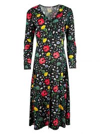 OLIVER BONAS Bright Black Floral Print Midi Dress